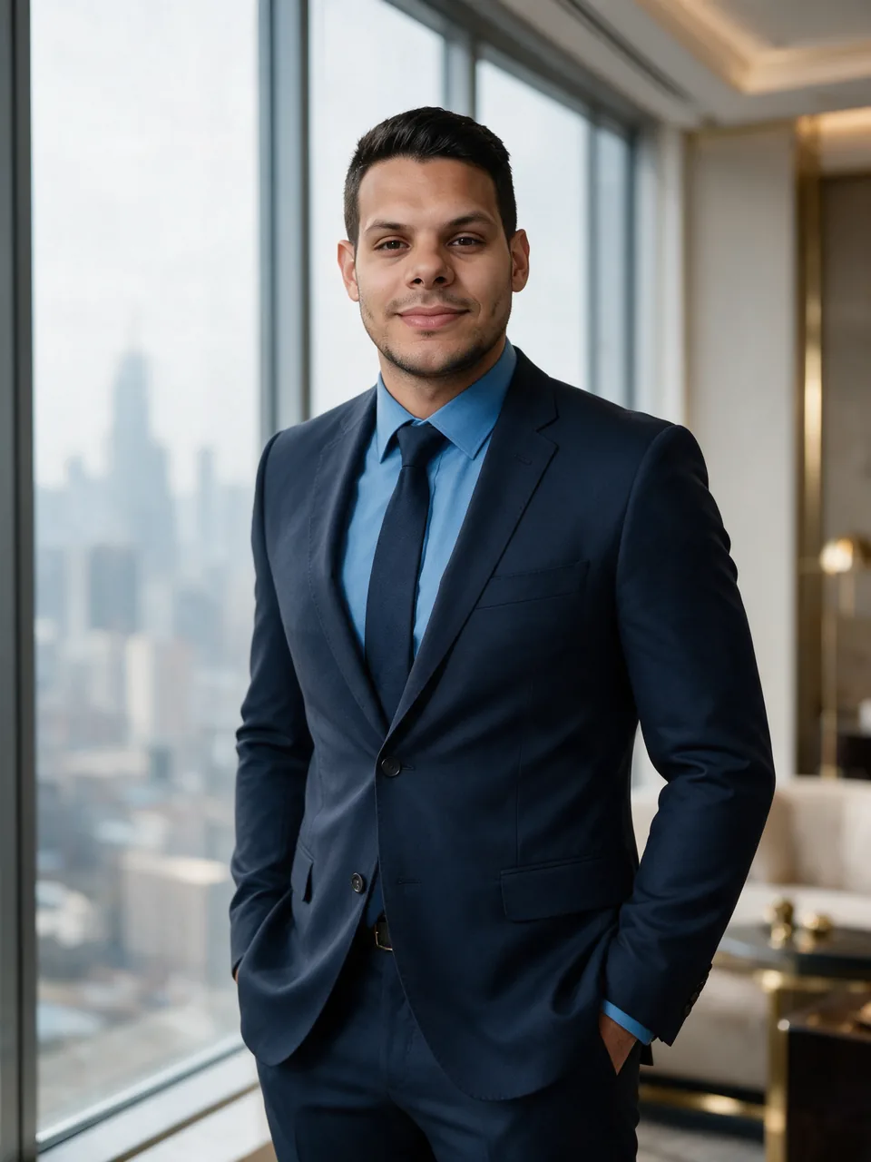 Kristoffer Torres, business and wealth strategist, in his office
