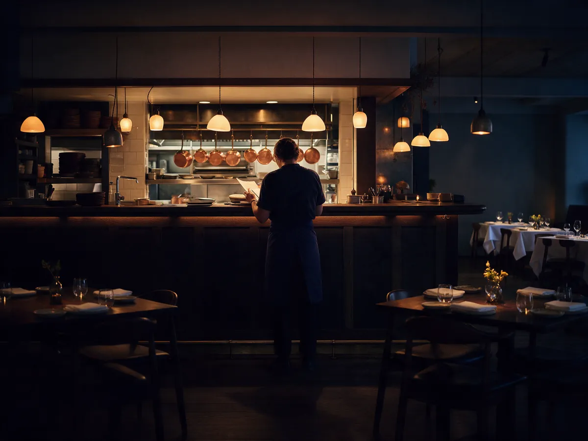 Restaurant owner in a professional kitchen