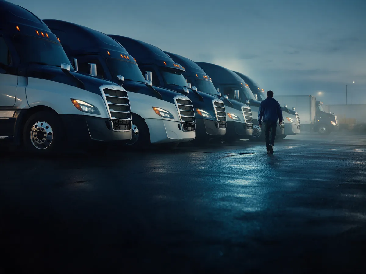 Trucking business owner next to his truck